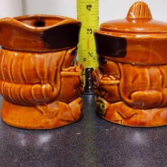 Vintage Benjamin‎ Franklin 3D Brown Creamer and Sugar Pot Made in Japan - Picture 11 of 12